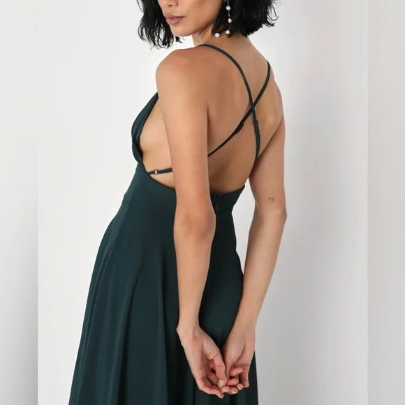 Lulus | Dresses | Backless Maxi Dress M Emerald Green | Poshmark